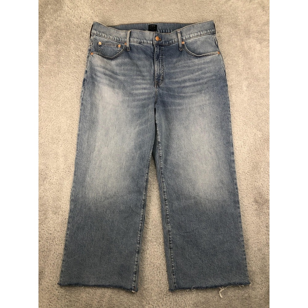 J Crew Jeans Women's 34 (38x26) Blue Wide Leg Crop High Rise